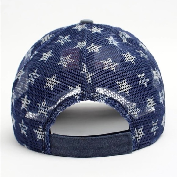USA 🇺🇸 NAVY BLUE Distressed  ball cap July 4th - Picture 4 of 7